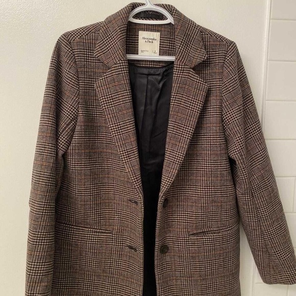 Women's Plaid Wool Blend Blazer Jacket - Picture 2 of 3